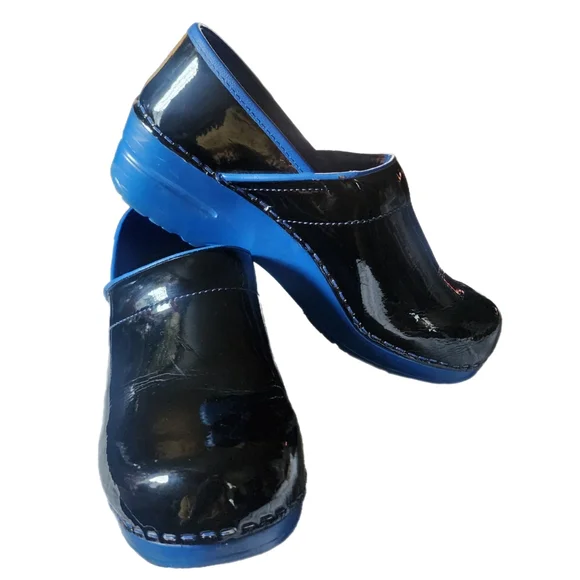 Sanita The Original Danish Clog, Black With Blue Details Professional Clogs - Picture 2 of 4